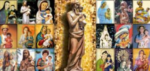Mosaico imágenes de Nuestra Señora en el mundo